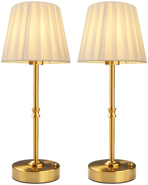 Cordless Table Lamp Rechargeable: Fast Charging & Long Lasting - 2700K Warm Light Vintage Gold Lamps - Dinning Living Room Bedroom - Pleated Shade - 2 Pack Cordless Table Lamp Rechargeable: Fast Charging & Long Lasting - 2700K Warm Light Vintage Gold Lamps - Dinning Living Room Bedroom - Pleated Shade - 2 Pack