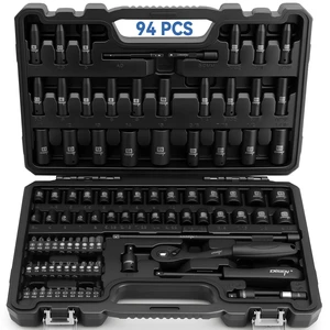 94 PCS 1/4" Drive Impact Socket Set Shallow & Deep Socket SAE(5/32"-9/16") & Metric(4-15mm), Torx Screwdriver Bit Set, CRV, Automotive Repair 94 PCS 1/4" Drive Impact Socket Set Shallow & Deep Socket SAE(5/32"-9/16") & Metric(4-15mm), Torx Screwdriver Bit Set, CRV, Automotive Repair