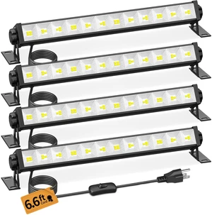 40W LED Shop Lights, 5400LM Plug in Garage Light, 6000K Daylight, 4 Pack 6.6FT Cord, Switch, Work Lights for Garage, Workshop, Workbench, Basement, Shed, Indoor 40W LED Shop Lights, 5400LM Plug in Garage Light, 6000K Daylight, 4 Pack 6.6FT Cord, Switch, Work Lights for Garage, Workshop, Workbench, Basement, Shed, Indoor