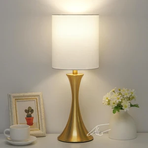 Gold Bedside Lamp Touch Control Table Lamp for Bedroom, 3-Way Dimmable Nightstand Lamp with White Shade, Modern Table Lamp for Living Room, Minimalist Desk Lamp for Dorm, Home, Office, Bulb Included Gold Bedside Lamp Touch Control Table Lamp for Bedroom, 3-Way Dimmable Nightstand Lamp with White Shade, Modern Table Lamp for Living Room, Minimalist Desk Lamp for Dorm, Home, Office, Bulb Included