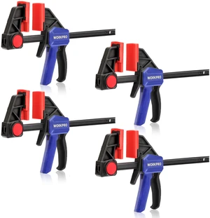 6" Bar Clamps for Woodworking, 150 lbs Load Limit, 4-Pack One-Handed Clamp/Spreader, Light Duty Quick-Change F Clamps for Woodworking 6" Bar Clamps for Woodworking, 150 lbs Load Limit, 4-Pack One-Handed Clamp/Spreader, Light Duty Quick-Change F Clamps for Woodworking