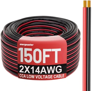 14 Gauge Wire 150FT, 14AWG Automotive Wire Electrical Wire 2 Conductors Red Black Cable, Low Voltage Copper Clad Aluminum Extension Cord for Speaker Wire, LED, Automotive 12V/24V DC 14 Gauge Wire 150FT, 14AWG Automotive Wire Electrical Wire 2 Conductors Red Black Cable, Low Voltage Copper Clad Aluminum Extension Cord for Speaker Wire, LED, Automotive 12V/24V DC