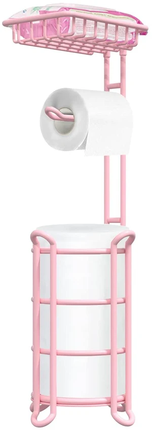 Pink Toilet Paper Holder Stand Tissue Holder for Bathroom Floor Standing Toilet Roll Dispenser Storage 4 Reserve Mega Rolls, Phone, Wipes Pink Toilet Paper Holder Stand Tissue Holder for Bathroom Floor Standing Toilet Roll Dispenser Storage 4 Reserve Mega Rolls, Phone, Wipes