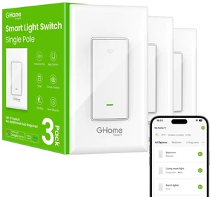 Switches for Lights, Single Pole, SW5-3 Pack, Works with Alexa Google Home Compatible, Neutral Wire Required, 2.4GHz WiFi, Voice Control, App Control, Schedule, Timer, UL FCC Listed Switches for Lights, Single Pole, SW5-3 Pack, Works with Alexa Google Home Compatible, Neutral Wire Required, 2.4GHz WiFi, Voice Control, App Control, Schedule, Timer, UL FCC Listed