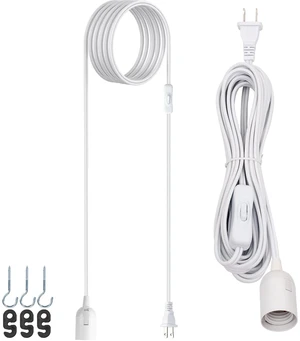 Extension Hanging Lantern Cord Cable 15Ft UL 1 Pack 360W with E26 E27 Socket On/Off Button Pendant Lighting Extension Hanging Lantern Cord Cable 15Ft UL 1 Pack 360W with E26 E27 Socket On/Off Button Pendant Lighting