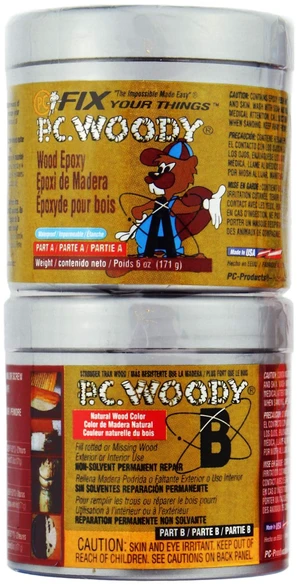 Woody Wood Repair Epoxy Paste, Two-Part 6 oz in Two Cans, Tan 083338 Woody Wood Repair Epoxy Paste, Two-Part 6 oz in Two Cans, Tan 083338