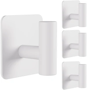 4 Pack Large Heavy Duty Wall Hooks - 26lb Max, Stainless Steel Adhesive Towel Hook, Shower Hooks for Hanging Towel, Coat, Robe, Wall Hook for Use in Bathroom, Kitchen and Door, White 4 Pack Large Heavy Duty Wall Hooks - 26lb Max, Stainless Steel Adhesive Towel Hook, Shower Hooks for Hanging Towel, Coat, Robe, Wall Hook for Use in Bathroom, Kitchen and Door, White