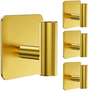 4 Pack Large Heavy Duty Wall Hooks - 26lb Max, Stainless Steel Adhesive Towel Hook, Shower Hooks for Hanging Towel, Coat, Robe, Wall Hook for Use in Bathroom, Kitchen and Door, Gold 4 Pack Large Heavy Duty Wall Hooks - 26lb Max, Stainless Steel Adhesive Towel Hook, Shower Hooks for Hanging Towel, Coat, Robe, Wall Hook for Use in Bathroom, Kitchen and Door, Gold