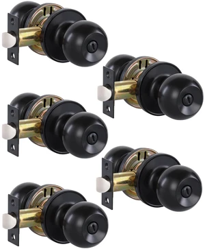 (5Pack) Matte Black Privacy Door Knobs with Lock for Bedroom/Bathroom, Keyless Interior Door Lock, Stainless Steel Door Handles (5Pack) Matte Black Privacy Door Knobs with Lock for Bedroom/Bathroom, Keyless Interior Door Lock, Stainless Steel Door Handles