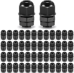 50pcs 1/4" NPT Cable Gland Waterproof IP68 Nylon Cable Pass Through Cord Grip Connector Strain Relief Wire Grommet 50pcs 1/4" NPT Cable Gland Waterproof IP68 Nylon Cable Pass Through Cord Grip Connector Strain Relief Wire Grommet