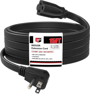 15 Ft Heavy Duty Appliance Extension Cord,14 AWG 3-Prong Flat Plug Black 14 Gauge, 3 Prong Grounded, For Air Conditioners, Refrigerators, Microwaves, Washing Machines, Indoor Use 15 Ft Heavy Duty Appliance Extension Cord,14 AWG 3-Prong Flat Plug Black 14 Gauge, 3 Prong Grounded, For Air Conditioners, Refrigerators, Microwaves, Washing Machines, Indoor Use