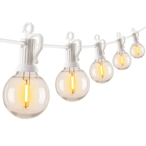 Outdoor String Lights, 29FT G40 LED IP65 Waterproof Patio Lights 12 Shatterproof Edison Bulbs, Plug-In, Dimmable, Connectable, Hanging Light for Backyard Porch Party Decorative, White Wire Outdoor String Lights, 29FT G40 LED IP65 Waterproof Patio Lights 12 Shatterproof Edison Bulbs, Plug-In, Dimmable, Connectable, Hanging Light for Backyard Porch Party Decorative, White Wire