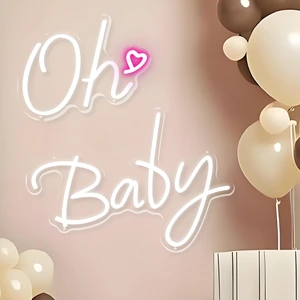 Oh Baby Neon Sign LED Light up Sign for Backdrop Decor 37.7x15.7inch Gender Reveal,Bedroom Wall Decor White Oh Baby Neon Sign LED Light up Sign for Backdrop Decor 37.7x15.7inch Gender Reveal,Bedroom Wall Decor White