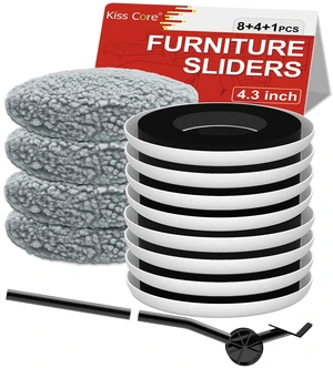 New Upgrade Furniture Sliders - Multi-Surface 3-in-1 Movers Sliders Round Moving Pads with 8PCS 4.3" Carpet Sliders + 4PCS Hard Floor Socks + 1 Lifter - Protect Floor and Easily Move Furniture New Upgrade Furniture Sliders - Multi-Surface 3-in-1 Movers Sliders Round Moving Pads with 8PCS 4.3" Carpet Sliders + 4PCS Hard Floor Socks + 1 Lifter - Protect Floor and Easily Move Furniture