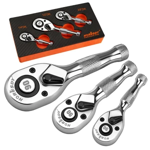 3 Piece 90T Stubby Ratchet Handle Set, 1/4" 3/8" 1/2" Drive Mini Socket Wrench, Compact Reversible Ratchets for Tight Spaces, Car & Home Repair, DIY, Mechanic Tool 3 Piece 90T Stubby Ratchet Handle Set, 1/4" 3/8" 1/2" Drive Mini Socket Wrench, Compact Reversible Ratchets for Tight Spaces, Car & Home Repair, DIY, Mechanic Tool