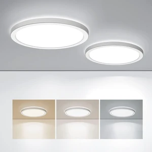 LED Flush Mount Ceiling Light, 9 Inch 18W 3000K/4000K/5000K Hardwire Light Fixture, Ultra Thin Round White Lamp for Kitchen Porch Bedroom Hallway Stairwell Basement, Non-dimmable 2 Pack LED Flush Mount Ceiling Light, 9 Inch 18W 3000K/4000K/5000K Hardwire Light Fixture, Ultra Thin Round White Lamp for Kitchen Porch Bedroom Hallway Stairwell Basement, Non-dimmable 2 Pack
