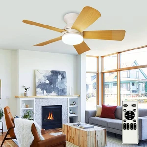 Modern Ceiling Fan with Light: 35-Inch White Small Fans for Bedroom Indoor Outdoor - Dimmable Low Profile Ceiling Fans with Remote Control Flush Mount 5 Reversible Wood Blades 6 Speeds Timer Modern Ceiling Fan with Light: 35-Inch White Small Fans for Bedroom Indoor Outdoor - Dimmable Low Profile Ceiling Fans with Remote Control Flush Mount 5 Reversible Wood Blades 6 Speeds Timer