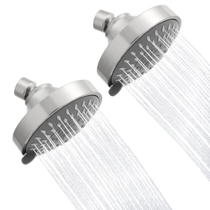 High Pressure Rain Shower Head 2PCS 5 Modes 4.1 Inch Brushed Nickel Low Water Pressure Compatible, Powerful Spray Fixed Showerhead for a Relaxing Indoor & Outdoor Shower High Pressure Rain Shower Head 2PCS 5 Modes 4.1 Inch Brushed Nickel Low Water Pressure Compatible, Powerful Spray Fixed Showerhead for a Relaxing Indoor & Outdoor Shower