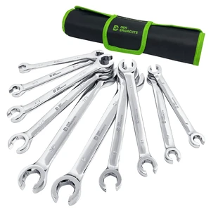 Flare Nut Wrench Set, Standard & Metric, 10-Piece 1/4" to 7/8'' & 8-21mm, CR-V Steel, Brake Line Wrench Set with Organizer Pouch Flare Nut Wrench Set, Standard & Metric, 10-Piece 1/4" to 7/8'' & 8-21mm, CR-V Steel, Brake Line Wrench Set with Organizer Pouch