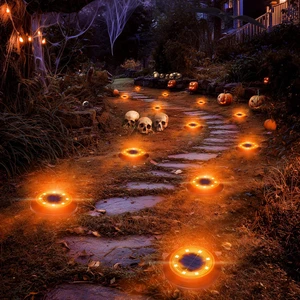 Solar Lights Outdoor WaterproofOrange 12 Pack 2-in-1 Ground Lights Halloween Lights Outdoor Solar Disk Light Landscape Light for Deck Step Patio Yard Pathway Walkway Driveway Garden Solar Lights Outdoor WaterproofOrange 12 Pack 2-in-1 Ground Lights Halloween Lights Outdoor Solar Disk Light Landscape Light for Deck Step Patio Yard Pathway Walkway Driveway Garden