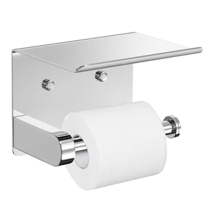 Self Adhesive Toilet Paper Holder with Phone Shelf Stainless Steel Wall Mounted Toilet Paper Roll Holder - Bathroom Washroom Tissue Roll Holder with Storage Shelf - Bright Surface Self Adhesive Toilet Paper Holder with Phone Shelf Stainless Steel Wall Mounted Toilet Paper Roll Holder - Bathroom Washroom Tissue Roll Holder with Storage Shelf - Bright Surface