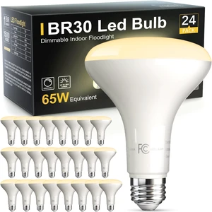 24 Pack BR30 Flood Light Bulb Indoor, Soft White Recessed Light Bulbs 65W Equivalent, Dimmable, 2700K Warm White, E26 Base Can Light Bulbs for Kitchen Ceiling, Replacement Incandescent, 9W, 800LM 24 Pack BR30 Flood Light Bulb Indoor, Soft White Recessed Light Bulbs 65W Equivalent, Dimmable, 2700K Warm White, E26 Base Can Light Bulbs for Kitchen Ceiling, Replacement Incandescent, 9W, 800LM