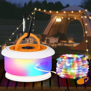 Camping String Lights, Retractable 32.8FT Rechargeable Fairy Light Quick Storage RGB Flash Lamp Outdoor Waterproof, Portable Hanging Lantern for Outside Tent Patio Awning Garden RV Essentials Camping String Lights, Retractable 32.8FT Rechargeable Fairy Light Quick Storage RGB Flash Lamp Outdoor Waterproof, Portable Hanging Lantern for Outside Tent Patio Awning Garden RV Essentials