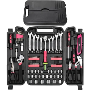 95-Piece Home Tool Set with Storage Case, Pink Wrench, Pliers, Sockets And Bits in One Case; Household Maintenance, Apartment Projects And DIY Repairs 95-Piece Home Tool Set with Storage Case, Pink Wrench, Pliers, Sockets And Bits in One Case; Household Maintenance, Apartment Projects And DIY Repairs