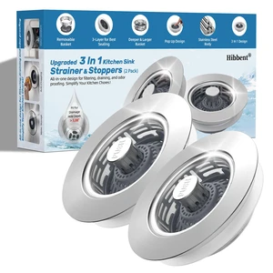 2 Pack Metal Kitchen Sink Drain Strainer and Stopper, Transparent Upgraded Universal 3 in 1 Pop Up Design, Detachable Larger Anti-Clog Basket, 3-Layer Seal Plug for Standard 3-1/2" Drain 2 Pack Metal Kitchen Sink Drain Strainer and Stopper, Transparent Upgraded Universal 3 in 1 Pop Up Design, Detachable Larger Anti-Clog Basket, 3-Layer Seal Plug for Standard 3-1/2" Drain
