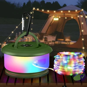 Camping String Lights, Retractable 32.8FT Rechargeable Fairy Light Quick Storage RGB Flash Lamp Outdoor Waterproof, Portable Hanging Lantern for Outside Tent Patio Awning Garden RV Essentials Camping String Lights, Retractable 32.8FT Rechargeable Fairy Light Quick Storage RGB Flash Lamp Outdoor Waterproof, Portable Hanging Lantern for Outside Tent Patio Awning Garden RV Essentials