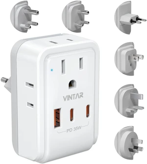 Universal Travel Adapter, PD 35W Type A,C,G,D,I,M Detachable Plugs 7 in 1 with 4 AC 3 USB Ports (2 USB C), Compact Kit for Travel, International Power Adapter for US Europe UK India Africa AUS Universal Travel Adapter, PD 35W Type A,C,G,D,I,M Detachable Plugs 7 in 1 with 4 AC 3 USB Ports (2 USB C), Compact Kit for Travel, International Power Adapter for US Europe UK India Africa AUS