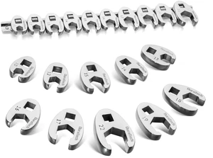 10-Piece 3/8" Drive Crowfoot Wrench Set, Flare Nut Wrench Set Metric, 10mm-22mm, Designed for Tube Nuts and Flare Fittings on Brake, Fuel and A/C lines, 5-Point Grip, with Storage Rail 10-Piece 3/8" Drive Crowfoot Wrench Set, Flare Nut Wrench Set Metric, 10mm-22mm, Designed for Tube Nuts and Flare Fittings on Brake, Fuel and A/C lines, 5-Point Grip, with Storage Rail