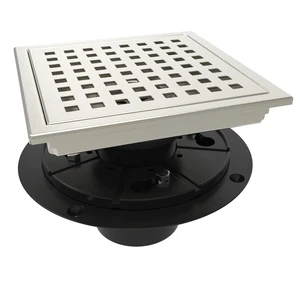 6 Inch Square Shower Floor Drain with Flange,Quadrato Pattern Grate Removable,Food-Grade SUS 304 Stainless Steel,Watermark&CUPC Certified,Brushed Nickel 6 Inch Square Shower Floor Drain with Flange,Quadrato Pattern Grate Removable,Food-Grade SUS 304 Stainless Steel,Watermark&CUPC Certified,Brushed Nickel