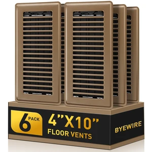 Floor Register 4x10, 6-Pack Brown Floor Vent Covers for Home Floor Heavy Duty Steel Walkable Floor Vents, Quiet & Adjustable Airflow Air Vent Covers, Rust Proof Finish 4" x 10'' Floor Grates Floor Register 4x10, 6-Pack Brown Floor Vent Covers for Home Floor Heavy Duty Steel Walkable Floor Vents, Quiet & Adjustable Airflow Air Vent Covers, Rust Proof Finish 4" x 10'' Floor Grates