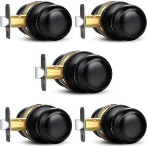 Black Passage Door Knobs, 5 Pack Round Keyless Doorknobs Interior Lockset Non-Locking Indoor Door Knobs for Bedroom Bathroom Hallway Closet, Matte Black Modern Design Door Hardware Black Passage Door Knobs, 5 Pack Round Keyless Doorknobs Interior Lockset Non-Locking Indoor Door Knobs for Bedroom Bathroom Hallway Closet, Matte Black Modern Design Door Hardware