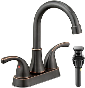 Bathroom Sink Faucet 4 Inch 2 Handle Bathroom Sinks Faucets Lead-Free Oil Rubbed Bronze Bath Sinks Faucets with Pop-up Drain Stopper and Supply Hoses Bathroom Sink Faucet 4 Inch 2 Handle Bathroom Sinks Faucets Lead-Free Oil Rubbed Bronze Bath Sinks Faucets with Pop-up Drain Stopper and Supply Hoses