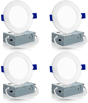 4 Pack 4 Inch 3CCT LED Recessed Lighting, Canless Wafer Downlight White, 3000K-5000K Selectable, Ultra-thin Dimmable Ceiling Lights, Metal Housing, 750LM 9W 120V, IC & Damp Rated, ETL & FCC 4 Pack 4 Inch 3CCT LED Recessed Lighting, Canless Wafer Downlight White, 3000K-5000K Selectable, Ultra-thin Dimmable Ceiling Lights, Metal Housing, 750LM 9W 120V, IC & Damp Rated, ETL & FCC