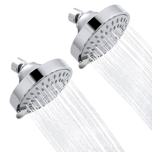 High Pressure Rain Shower Head 2PCS 5 Modes 4.1 Inch Chrome Silver Low Water Pressure Compatible, Powerful Spray Fixed Showerhead for a Relaxing Indoor & Outdoor Shower High Pressure Rain Shower Head 2PCS 5 Modes 4.1 Inch Chrome Silver Low Water Pressure Compatible, Powerful Spray Fixed Showerhead for a Relaxing Indoor & Outdoor Shower