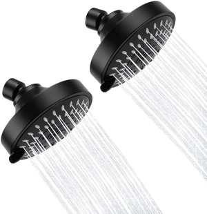 High Pressure Rain Shower Head 2PCS 5 Modes 4.1 Inch Matte Black Low Water Pressure Compatible, Powerful Spray Fixed Showerhead for a Relaxing Indoor & Outdoor Shower High Pressure Rain Shower Head 2PCS 5 Modes 4.1 Inch Matte Black Low Water Pressure Compatible, Powerful Spray Fixed Showerhead for a Relaxing Indoor & Outdoor Shower