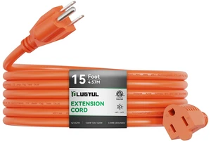 Outdoor Extension Cord 15 FT | 16/3 Gauge Heavy Duty 3 Prong Extension Cord, 13A 1625W SJTW, ETL Listed, Great for Garden and Home, Orange Outdoor Extension Cord 15 FT | 16/3 Gauge Heavy Duty 3 Prong Extension Cord, 13A 1625W SJTW, ETL Listed, Great for Garden and Home, Orange