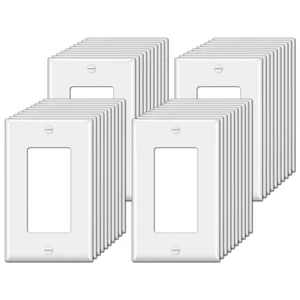 40 Pack Decorator Wall Plates 1-Gang Electrical Cover Plate, White UL Listed, Standard Size 2.76 x 4.5, Electrical Outlet Receptacle Covers, Unbreakable Polycarbonate Light Switch Cover 40 Pack Decorator Wall Plates 1-Gang Electrical Cover Plate, White UL Listed, Standard Size 2.76 x 4.5, Electrical Outlet Receptacle Covers, Unbreakable Polycarbonate Light Switch Cover