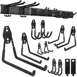 Garden Tool Organizer 48 inches with 18 Garage Wall Hooks in 9 Types Thick Alloy Steel, Adjustable Hooks, Wear & Tear Resistant, Soft Anti-Scratch Hook Sleeves, For Yard Tools, Shovels, Shed Garden Tool Organizer 48 inches with 18 Garage Wall Hooks in 9 Types Thick Alloy Steel, Adjustable Hooks, Wear & Tear Resistant, Soft Anti-Scratch Hook Sleeves, For Yard Tools, Shovels, Shed