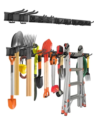 64 in Garage Tool Organizer Wall Mount, Adjustable Tool Storage Rack Heavy-duty 510 LBS, 10 Hooks in 4 Types, Wear & Tear Resistant, Soft Anti-Scratch Hook Sleeves, For Yard Tools, Shovels, Shed 64 in Garage Tool Organizer Wall Mount, Adjustable Tool Storage Rack Heavy-duty 510 LBS, 10 Hooks in 4 Types, Wear & Tear Resistant, Soft Anti-Scratch Hook Sleeves, For Yard Tools, Shovels, Shed