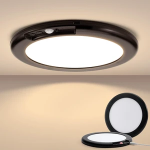 2 Pack Black Operated Battery Powered Motion Sensor Ceiling Lights Wireless, Rechargeable 60 Day Battery Life Waterproof Inside Shower Lighting with Remote Magnetic No Wiring for Garage Closet 2 Pack Black Operated Battery Powered Motion Sensor Ceiling Lights Wireless, Rechargeable 60 Day Battery Life Waterproof Inside Shower Lighting with Remote Magnetic No Wiring for Garage Closet