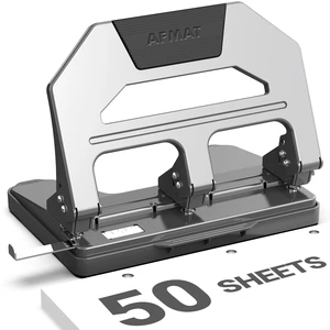Heavy Duty 3 Hole Puncher, 50-Sheet Paper Punch Heavy Duty, 50% Reduced Effort Three Hole Punch, 10K+ Uses, Metal Hole Puncher 3 Ring w/Large Tray, Bulit-in S.S. Paper Guide HPX4(Gray) Heavy Duty 3 Hole Puncher, 50-Sheet Paper Punch Heavy Duty, 50% Reduced Effort Three Hole Punch, 10K+ Uses, Metal Hole Puncher 3 Ring w/Large Tray, Bulit-in S.S. Paper Guide HPX4(Gray)