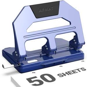 Heavy Duty 3 Hole Puncher, 50-Sheet Paper Punch Heavy Duty, 50% Reduced Effort Three Hole Punch, 10K+ Uses, Metal Hole Puncher 3 Ring w/Large Tray, Bulit-in S.S. Paper Guide HPX4(Blue) Heavy Duty 3 Hole Puncher, 50-Sheet Paper Punch Heavy Duty, 50% Reduced Effort Three Hole Punch, 10K+ Uses, Metal Hole Puncher 3 Ring w/Large Tray, Bulit-in S.S. Paper Guide HPX4(Blue)