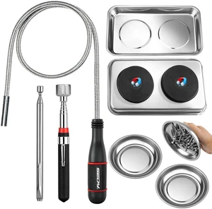 6-Piece Telescoping Magnetic Pickup Tools Set: 31in Portable Magnetic Pickup Stick, 25in Pen-Style Magnetic Pickup Tool, 20in Flexible Bendable Spring Magnet Stick with 4in 9in Magnet Parts Tray 6-Piece Telescoping Magnetic Pickup Tools Set: 31in Portable Magnetic Pickup Stick, 25in Pen-Style Magnetic Pickup Tool, 20in Flexible Bendable Spring Magnet Stick with 4in 9in Magnet Parts Tray