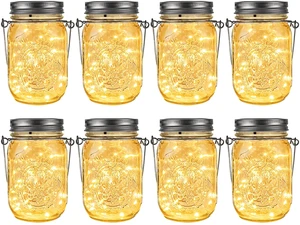 Solar Mason Jar Lights, 8 Pack 30 Led String Fairy Lights Garden Lights Outdoor Waterproof Metal Lid Hanging Solar Lanterns for Outdoor, Garden, Patio, Lawn, Balcony Decoration Solar Mason Jar Lights, 8 Pack 30 Led String Fairy Lights Garden Lights Outdoor Waterproof Metal Lid Hanging Solar Lanterns for Outdoor, Garden, Patio, Lawn, Balcony Decoration