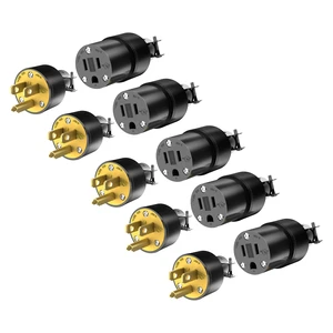 Extension Cord Ends Male & Female Set, 5-15P & 5-15R, Black,5Pack 15A 125V, heavy duty replacement, straight blade grounding type, UL Listed Extension Cord Ends Male & Female Set, 5-15P & 5-15R, Black,5Pack 15A 125V, heavy duty replacement, straight blade grounding type, UL Listed