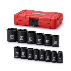 14 Pieces 1/2-Inch Drive Shallow Impact Socket Set, 11-32mm, CR-V, Metric, 6 Point, Shallow, 14 Pieces 1/2" Dr. Shallow Socket 14 Pieces 1/2-Inch Drive Shallow Impact Socket Set, 11-32mm, CR-V, Metric, 6 Point, Shallow, 14 Pieces 1/2" Dr. Shallow Socket